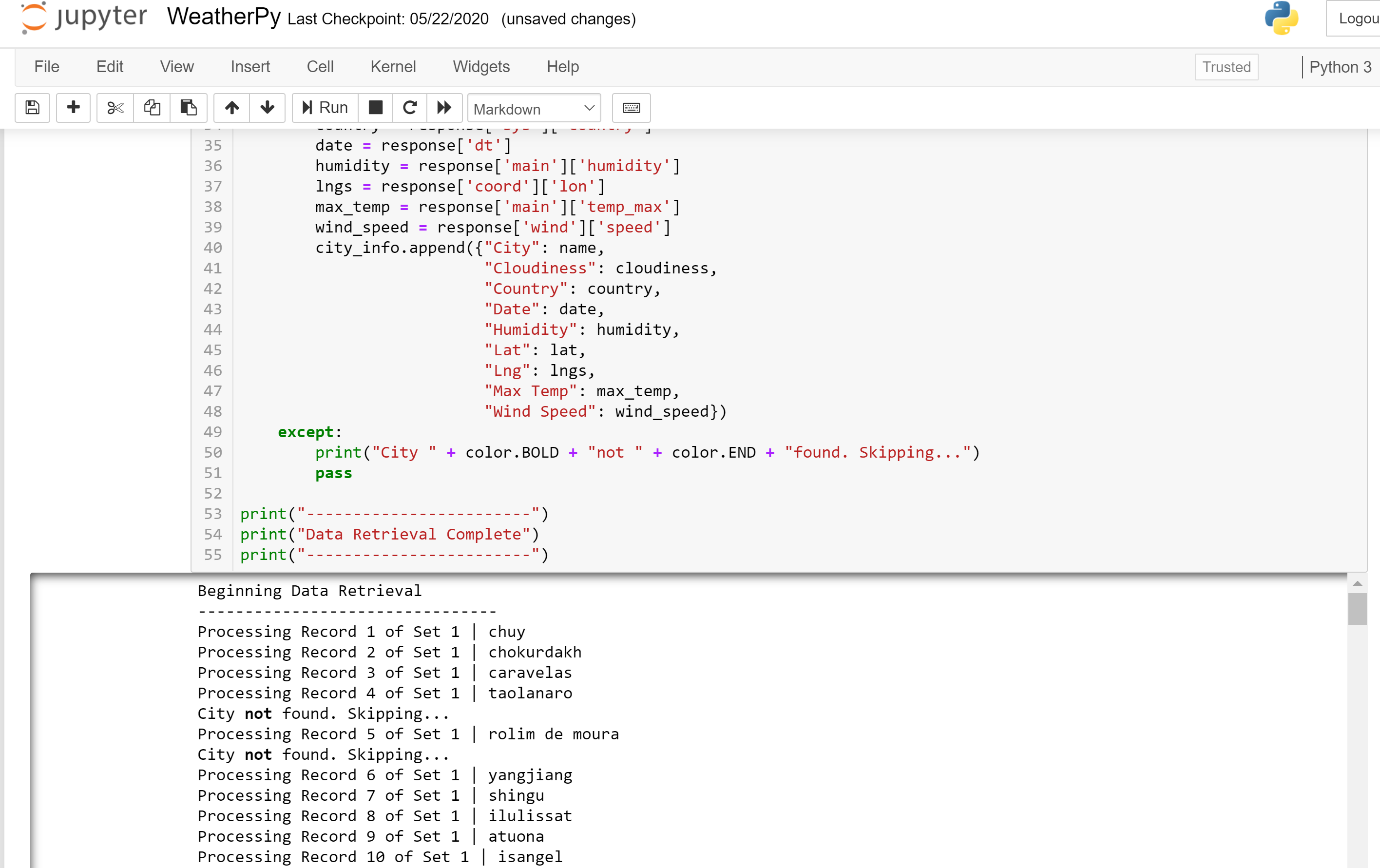 Jupyter Notebook snippet